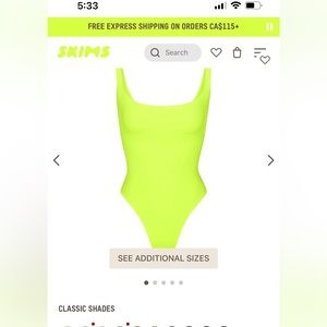 New in package. Skims highlighter green bodysuit